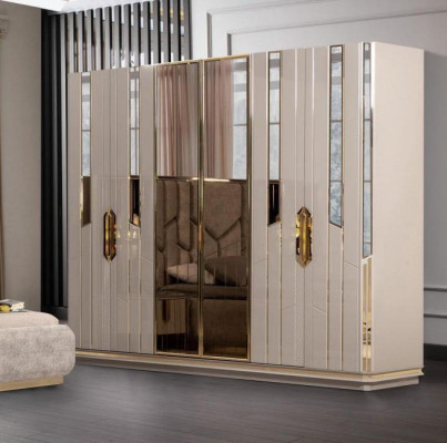 Kledingkast Houten kast Moderne garderobekast Kast Beige