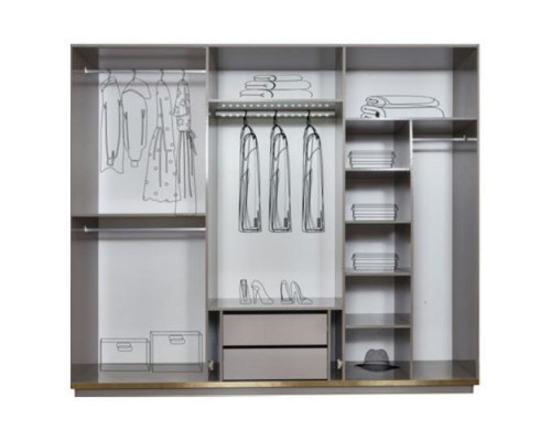 Garderobekast Kledingkast Moderne houten kast met spiegel Grijs