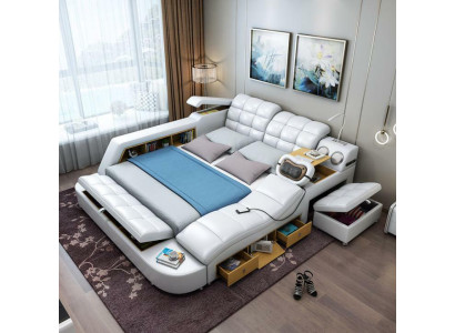 Bed dubbele planken lederen gestoffeerde bedden multifunctioneel met massagemogelijkheid Nieuw