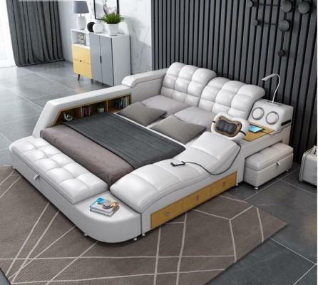 Bed dubbele planken lederen gestoffeerde bedden multifunctioneel met massagemogelijkheid Nieuw