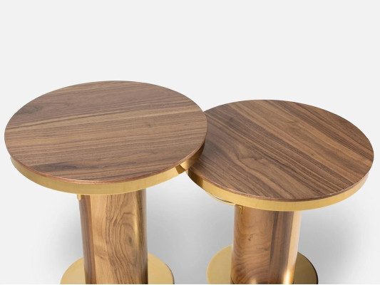 2x Rund Bijzettafel Bruin Woonkamer Koffietafel Design Modern
