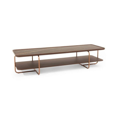 Moderne salontafel goudkleurig met porseleinen blad stijlvol nieuw