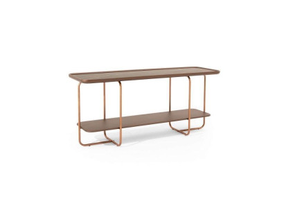 Moderne console tafel goudkleurig met porseleinen werkblad Stijlvol.