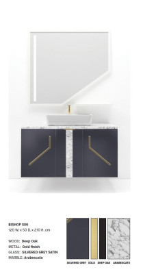 Grijze badkamer wastafel kranen badkamer meubels Italiaanse stijl wastafel