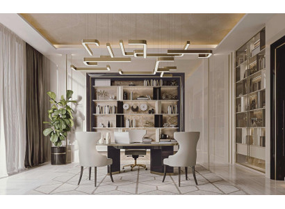 Schrijftafel 2 stoelen Draaibare stoel Studeerkamer Italiaans meubilair set 4-delig