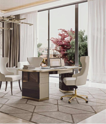 Schrijftafel 2 stoelen Draaibare stoel Studeerkamer Italiaans meubilair set 4-delig