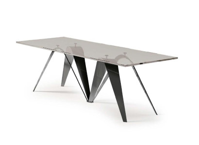 Tafel Eettafel Woonkamer Eettafel Roestvrij staal Glas Meubels Italië Bizzotto