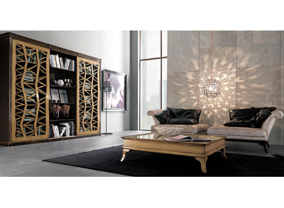 Woonkamerset Wandmeubels Meubels 2x fauteuil Salontafel Hout 3-delige Luxe Italië Nieuw