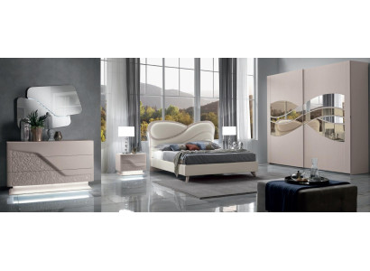 Garnituur Set 6-delig Slaapkamer Bed Nachtkastje Kledingkast Commode Spiegel