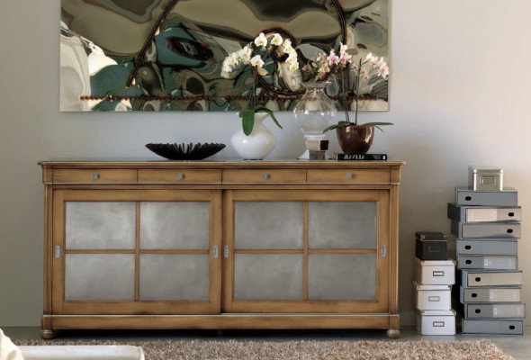 Laden dressoir dressoir bruin massief houten kast meubels laden