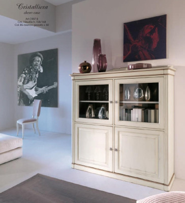 Eetkamer meubelen Massief houten vitrinekast Eiken dressoir Vitrine massief