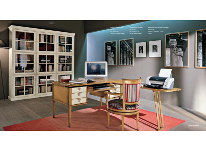 Kantoorset houten tafel stoel bureau plank kasten 2-delig Italiaanse meubels