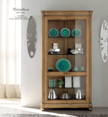 Vitrine meubelen Massief houten vitrines Glazen kast Massief houten dressoir Woonkamer