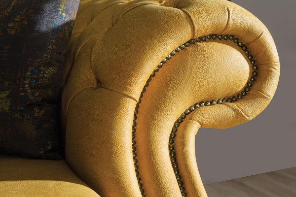 Groen-gele bankstel designer driezits luxe fauteuil 3+3+1 set.