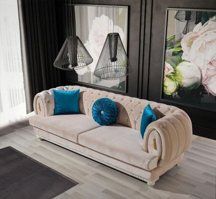 Beige bankstel 3+2+1 zits luxe gestoffeerde bankstellen Stijlvolle meubels