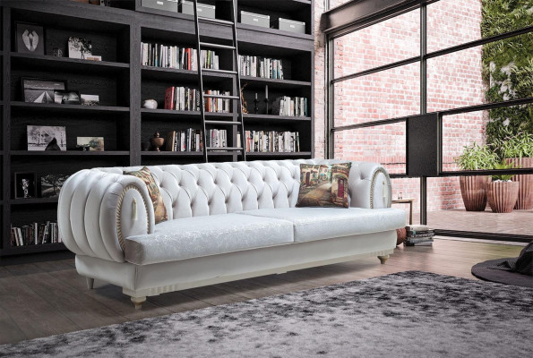 Witte Chesterfield driezits Moderne sofa Stijlvolle woonkamer bank