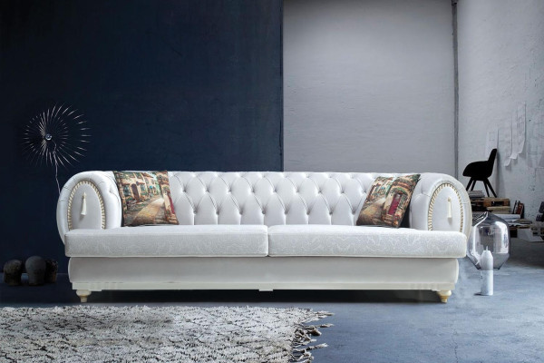 Witte Chesterfield driezits Moderne sofa Stijlvolle woonkamer bank