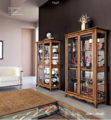 Massief houten vitrine glazen kast Echt houten vitrine woonkamer meubels dressoir Nieuw