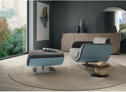 Draaibare fauteuil Ontwerp Bizzotto Woonkamer Italiaanse meubels Relaxfauteuil