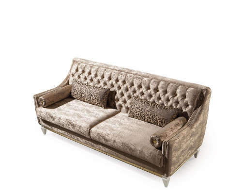 Beige 3-zits stoffen bank Chesterfield Driezitsbank Beklede Banken 3-zits