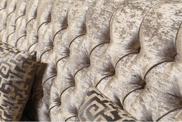 Beige 3-zits stoffen bank Chesterfield Driezitsbank Beklede Banken 3-zits