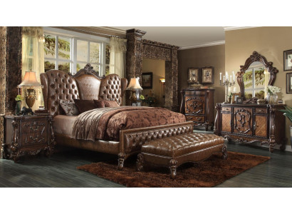 Chesterfield bed 2x nachtkastjes 3-delige set meubels barok rococo slaapkamerset