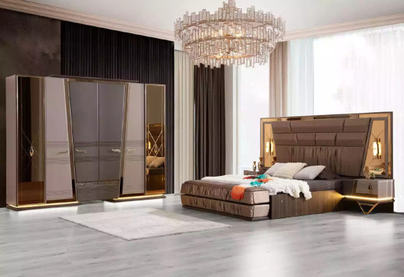 Tweepersoonsbed Modern Slaapkamer Set Luxe Gouden Bed Set 4-delig Beige