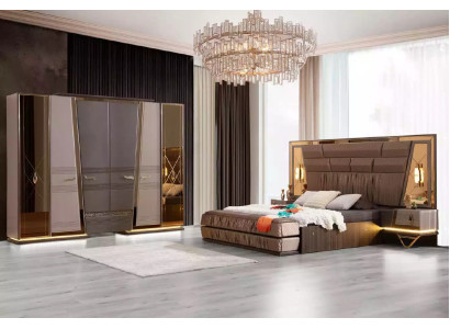 Tweepersoonsbed Modern Slaapkamer Set Luxe Gouden Bed Set 4-delig Beige