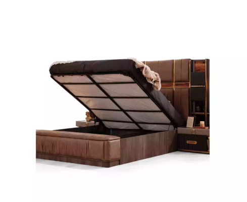 Slaapkamer set Luxe tweepersoonsbed Bed met opbergruimte Bed set 3-delig Beige