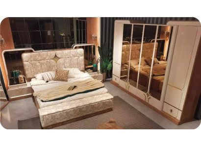 Garnituur Luxe Slaapkamer Tweepersoonsbed Bed Set 4-delig Beige Modern