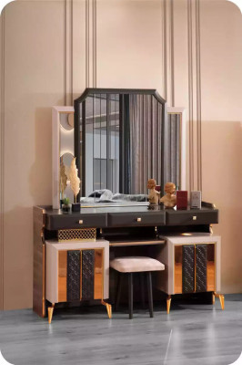 Vanity Mirror Luxury Console Table Bedroom Makeup Black