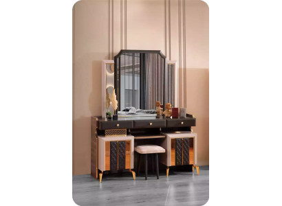Vanity Mirror Luxury Console Table Bedroom Makeup Black
