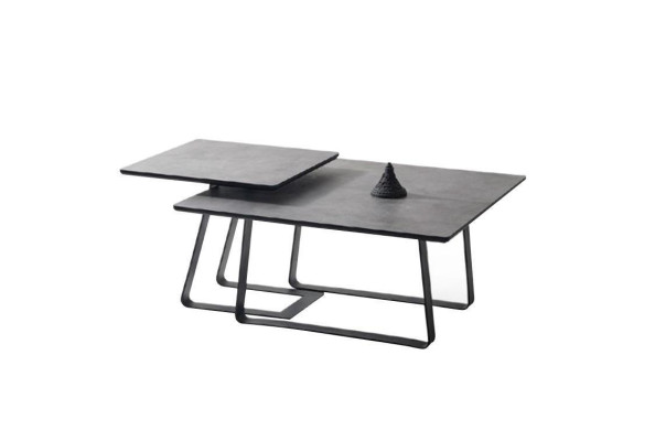 Groep salontafel bijzettafel koffietafel grijs 2-delig set tafel hout