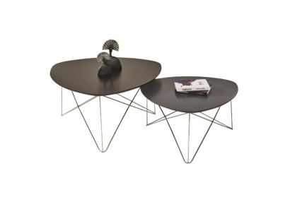 Groep salontafel bijzettafel koffietafel grijs 2-delige set tafel hout
