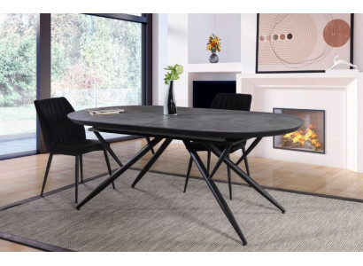 Ovale eettafel Uitschuifbare eettafel Grijze houten eettafel Groot