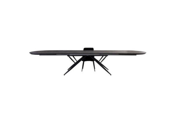 Ovale eettafel Uitschuifbare eettafel Grijze houten eettafel Groot
