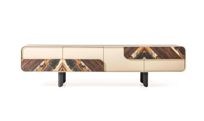 TV-standaard RTV Lowboard Sideboard Hout Beige Woonkamer Woonkamermeubilair