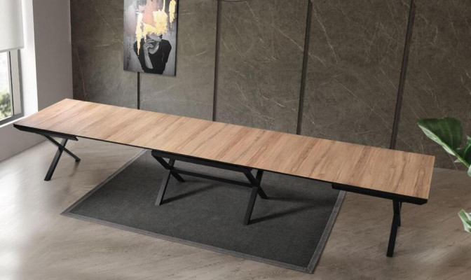 Grote tafel, conferentietafels, eettafel Uitschuifbare houten bruin XXL