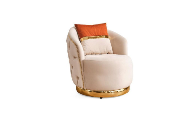 Ontwerp fauteuil luxe beige Relax fauteuil Textiel met roestvrijstalen clubfauteuil