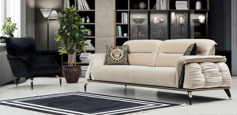 Luxe 2-delige woonkamerset Bankstel 3-zits met fauteuil Modern design Bank