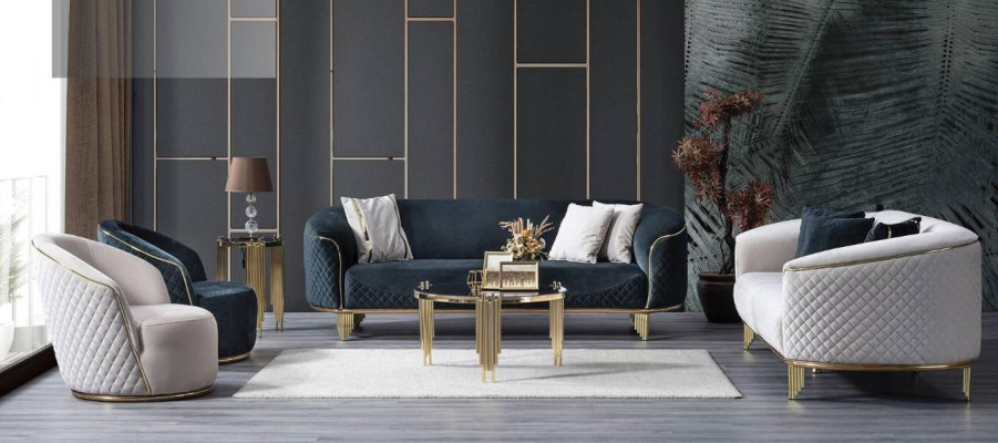 Designer Bankstel Set 4-delig Woonkamer Bankstellen 3-zits Bank Fauteuil Modern Ontwerp