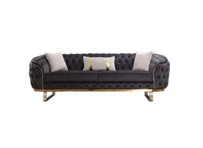 Designer bank 3-zits stof bank gestoffeerde banken design bruin Chesterfield
