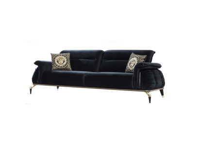 Bankstel 3-zits zwart Chesterfield Designer meubels Woonkamerbanken Luxe