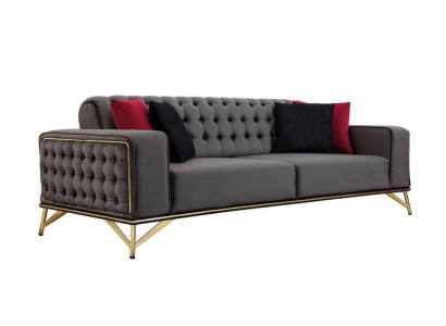 Designer Bankstel 3-zits Chesterfield Bank Beklede Banken Ontwerp Bruin