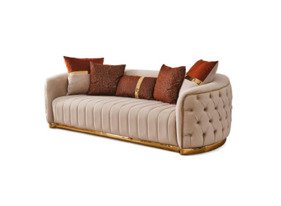 Beige textiel driezits Moderne designer luxe bank Chesterfield beige