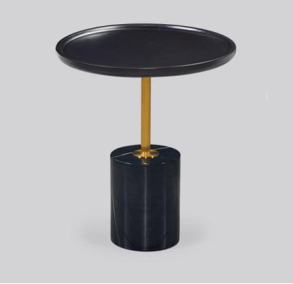 Zwarte bijzettafel van roestvrij staal met ronde vorm, ontworpen als salontafel