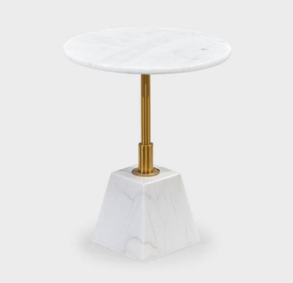 Gouden-witte bijzettafel Stijlvolle woonkamer Marmeren ronde tafels.