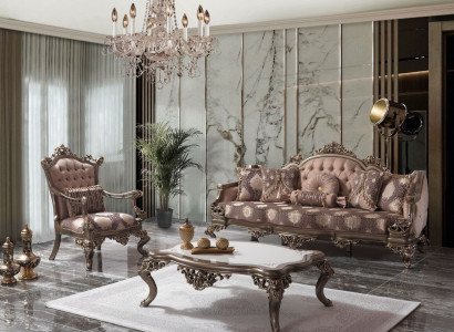 Zetel Chesterfield set zitbank van stof in beige, sofa met bekleding.