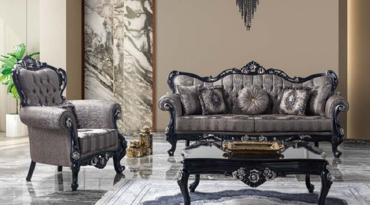 Bank Bankstel Driezitter Fauteuil Bankstel Grijs Bekleedde Bank