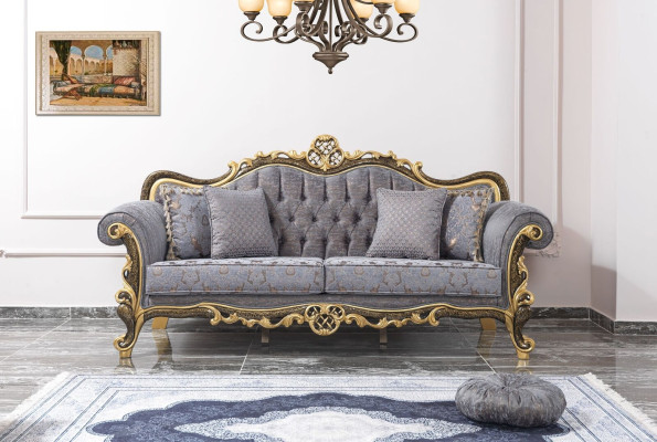 Chesterfield bankstel gestoffeerde bank bank blauw driezitter fauteuil set Chesterfield bankstel gestoffeerd bank blauw driezits fauteuil set